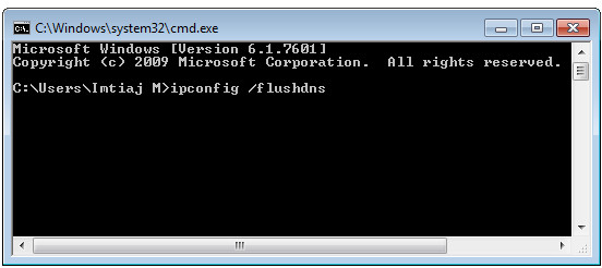 cmd ekranı, ipconfig /flushdns temizleme işlemi