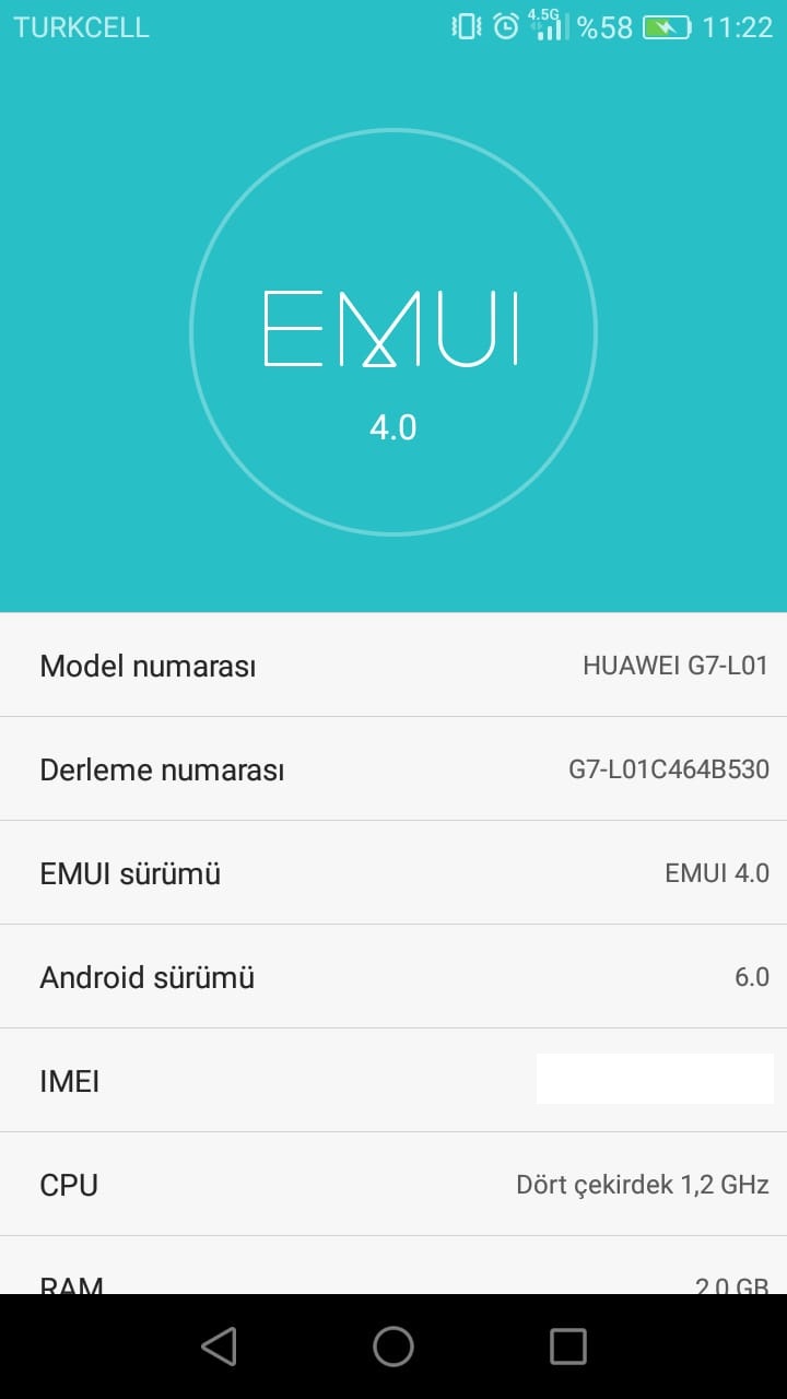 Huawei G7-L01 Emui 4.0 Android 6.0